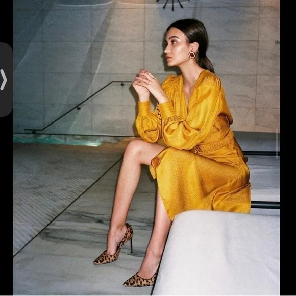 Ronny Kobo Estelle Silk Dress in Yellow ๐ป Revolve sz Medium - Picture 9 of 15